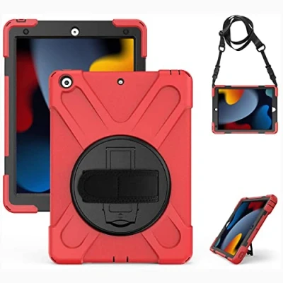 Afbeelding van Gerutek voor iPad 10.2 Hoesje, 9e/8e/7e generatie hoesje robuust, zwaar belastbaar, schokbestendig 9e met [360 draaibare standaard/handstrao] [potloodhouder]