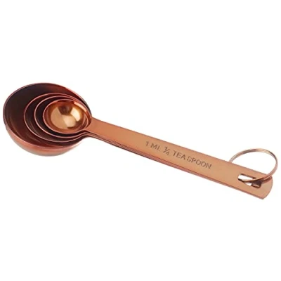 Afbeelding van KitchenCraft MCMSPNCOP Master Class roestvrijstalen maatlepel (set van 4) koperen afwerking