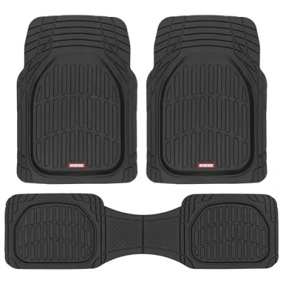 Afbeelding van Motor Trend 923 BK Zwarte FlexTough Contour Liners Diepe Schotel Heavy Duty Rubberen Vloermatten voor Auto SUV Truck &amp; Van All Weather Protection, Universele Trim om te passen