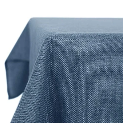 Afbeelding van Deconovo Linnen Tafelkleed Waterafstotend Rechthoekige Tafeldoek met Lotuseffect in Polyester Afneembaar voor Eettafel Partij Blauw 130x220cm
