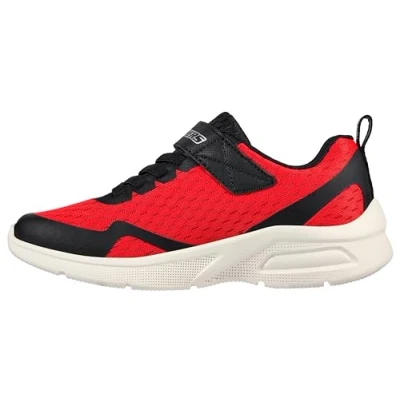 Afbeelding van Skechers Microspec Max Torvix Sneakers voor jongens, Rood Zwart Textiel Trim Zilver Trim, 12 UK Child