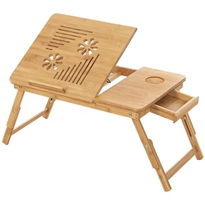 Afbeelding van SONGMICS LLD002 laptoptafel, voor lezen of ontbijt en tekentafel, in hoogte verstelbaar, opvouwbaar, 55 x 35 29 cm