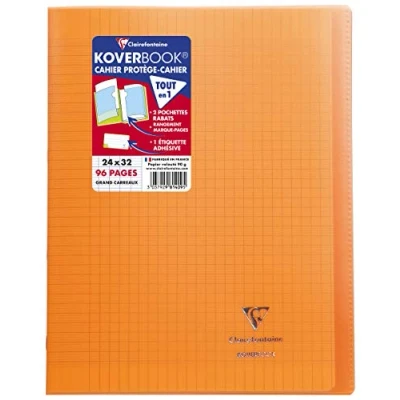 Afbeelding van Clairefontaine 981409C Koverbook DIN A4+, 24 x 32 cm, 48 vellen Franse liniëring, 90 g, omslag van PP, oranje, 1 verpakking