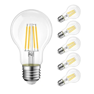 Afbeelding van LVWIT A60 E27 LED Filament Lamp, Niet Dimbaar Energiebesparend, Retro Klassiek Decor, 806Lm, 2700K Warm Wit, Vervang 60 Watt, 6/9/12 Pack