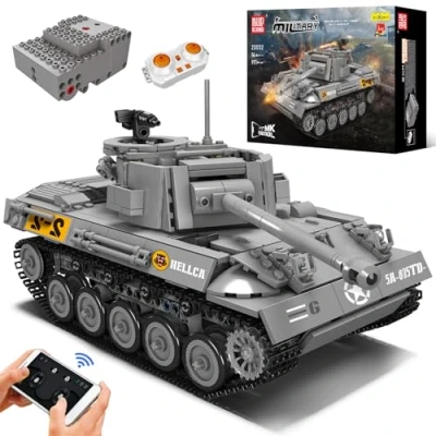 Afbeelding van Mould King 20032 Technik tank bouwstenen model, 971 onderdelen op afstand bestuurbare model kit, speelgoed kit met afstandsbediening en app dubbele controle