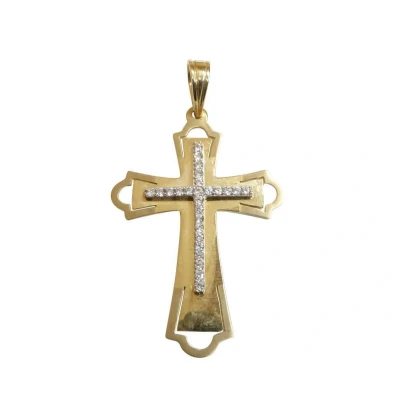 Afbeelding van 14 karaat bicolor gouden kruis met zirkonia