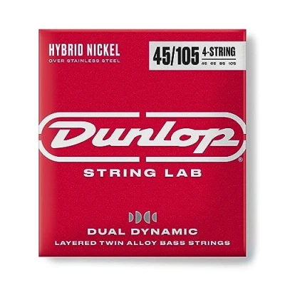 Afbeelding van Dunlop DBHYN45105 String Lab Dual Dynamic Hybrid Nickel .045 .105 low tension snarenset voor basgitaar