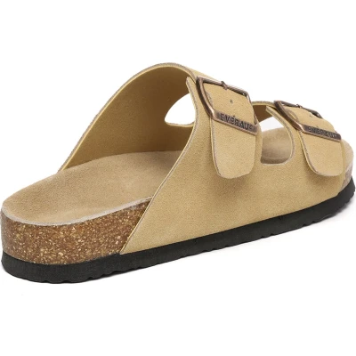 Afbeelding van EVER AU Dames Mallard Leren Tweeling Gesp Sandalen Camel Suede Maat 37