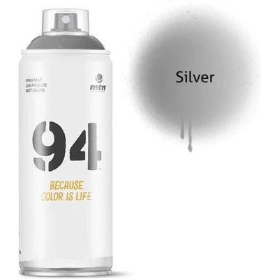 Afbeelding van MTN94 Zilveren spuitverf 400ml lage druk en matte afwerking