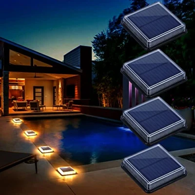 Afbeelding van Lacasa Solarlampen voor Buiten, 4 Stuks LED Buitenlamp Tuinverlichting IP68 Waterdicht Zonnedekverlichting Staplichten Auto Aan/Uit Zonne licht Padverlichting Tuin Hek Gazon Dok, Warm Wit 3000K
