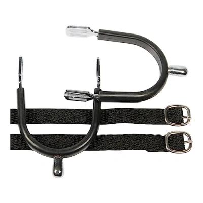 Afbeelding van Harry&#039;s Horse Sporen knop verchroomd rubber + riem H20 Zwart