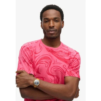 Afbeelding van Superdry T shirt Vintage Overdye Printed Tee M1011891a Fuchsia Mannen Maat XXL