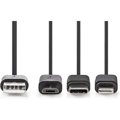 Afbeelding van 3 in 1 Kabel USB 2.0 A Male Apple Lightning 8 Pins / Micro B