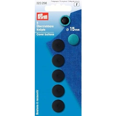 Afbeelding van Prym stofknopen zwart kunststof 15 mm 5 stuks