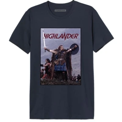 Afbeelding van cotton division Highlander Victory Pose MEHILDRTS005 T shirt voor heren, marineblauw, maat S, Marine., S