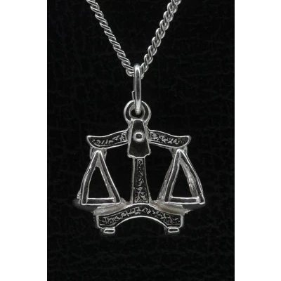 Afbeelding van Zilveren Sterrenbeeld Weegschaal ketting hanger groot