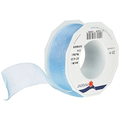 Afbeelding van C.E. Pattberg Präsent Four Seasons Organza draadrand lint lichtblauw 40 mm breed, 25 m lengte