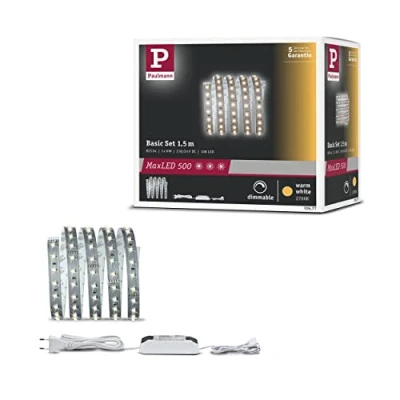Afbeelding van Paulmann 70577 Functie MaxLED 500 basisset 1,5 m warm wit 10W 230 / 24V 20VA zilver LED lichtstrip lichtstrips lichtslang, 150 x 12.5 0.3 cm