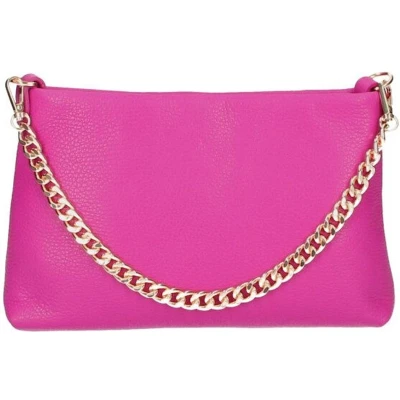 Afbeelding van Fuchsia Leren Schoudertas Chain Leer Leder Clutches Schoudertassen Dames Tassen