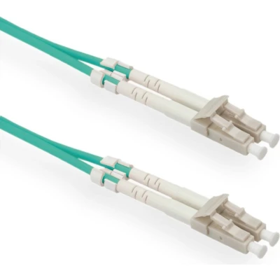 Afbeelding van LC Duplex Optical Fiber Patch kabel Multi Mode OM3 turquoise / LSZH 1 meter