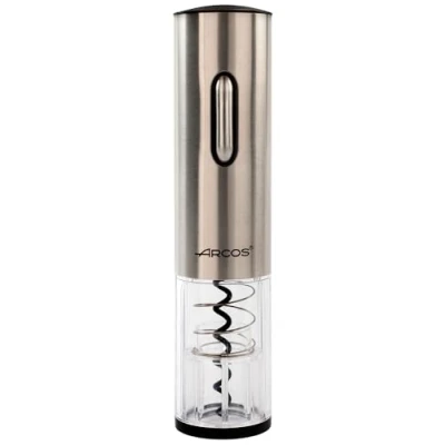 Afbeelding van ARCOS elektrische kurkentrekker van ABS met geïntegreerde oplaadbare batterij. Moderne en elegante flesopener in een doos. Kleur zilver
