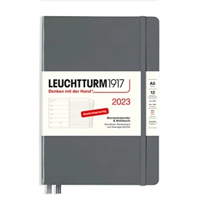 Afbeelding van LEUCHTTURM1917 365675 weekkalender &amp; notitieboek medium (A5) 2023, 12 maanden, antraciet, Duits