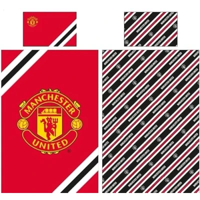 Afbeelding van FOCO Officieel gelicenseerd Manchester United FC Football Core Strip eenpersoons dekbedovertrek beddengoedset