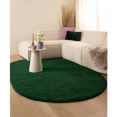 Afbeelding van Ovaal Hoogpolig Vloerkleed Shaggy Trend Effen Jade 200x300 Cm