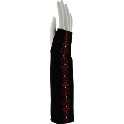 Afbeelding van Zac&#039;s Alter Ego Vingerloze handschoenen Black &amp; Red Studded Long Tribal Print Zwart/Rood