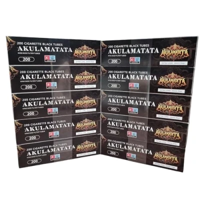 Afbeelding van Akulamatata Black XL Cigarette Tubes (24 mm Filter Length) 2000 (10 Packs x 200 Tubes) in 1)
