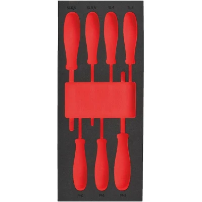 Afbeelding van Milwaukee Empty 7 pc Screwdriver SL &amp; PH Set Foam Insert Lege Inlay schroevendraaier (7 delig) 4932493672