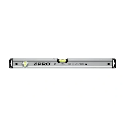 Afbeelding van PRO600 Waterpas 60cm Geanodiseerde met magneten Hardheid 9 op de schaal van Mohs Ergonomisch profiel en ERS+ (Easy Reading System) Antischokabsorberende eindkappen Kleur Zilver