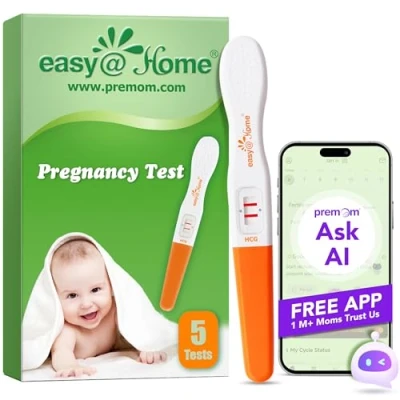 Afbeelding van 5 Easy@Home ultragevoelige zwangerschapstest: HCG 10 mIU/ml test voor vroege zwangerschapsdetectie met nauwkeurig resultaat mogelijk gemaakt door Premom Smart APP丨5 midstreams