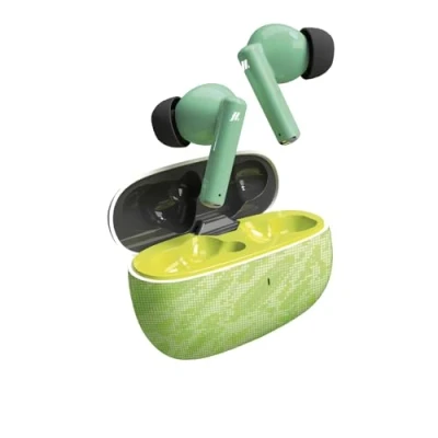 Afbeelding van Music Hero TWS Draadloze hoofdtelefoon, Rash Fantasy Design, 200 mAh oplaadbox, touch bediening, geïntegreerde microfoon, in ear, groen en zwart