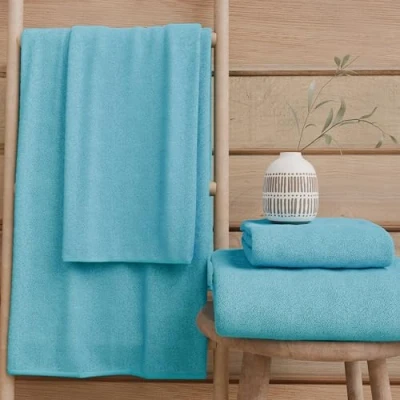 Afbeelding van PETTI Artigiani Italiani Badhanddoeken van 100% katoenen badstof, handdoekenset 2 + 2, 4 stuks, gezichtsdoeken en handdoeken, turquoise handdoeken
