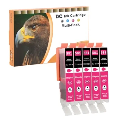 Afbeelding van D&amp;C 5 x magenta inktcartridges, compatibel met Canon CLI 581 XXL, vervanging voor Pixma TR7550, TR8550, TS6150, TS6151, TS6250, TS6251, TS8150, TS8151, TS8152, TS8250, TS8251, TS8252, TS8252