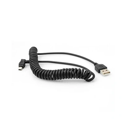 Afbeelding van System S Mini USB spiraal kabel 90 graden hoekstekker links 140 cm