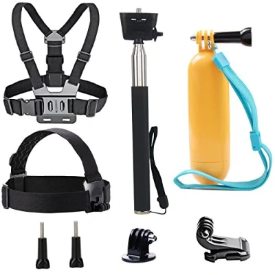 Afbeelding van TEKCAM Actiecamera accessoireset, borstriemhouder, hoofdband, selfiestick, monopod, drijvende handgreep, compatibel met GoPro Hero 12, 11, 10, 9, 8, AKASO DJI Osmo Apeman SJCAM