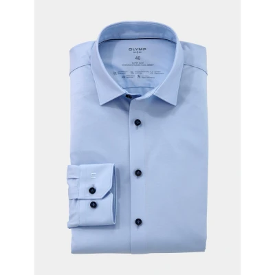 Afbeelding van OLYMP No. Six 24/Seven super slim fit overhemd lichtblauw tricot Strijkvriendelijk Boordmaat: 46