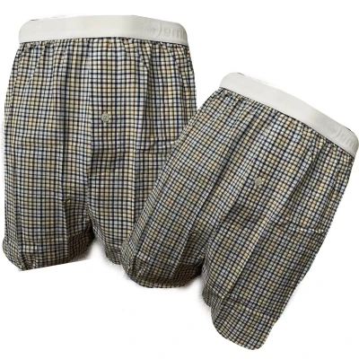 Afbeelding van Embrator 2 stuks mannen Boxershorts geweven katoen wit/zwart/oker 3XL