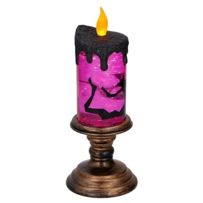 Afbeelding van Grundig Halloween LED kaars Incl. ronddraaiende glitter Zwart, Paars