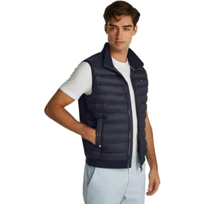 Afbeelding van Tommy Hilfiger Mixed Panel Bodywarmer, Heren, Maat: Medium, Desert sky