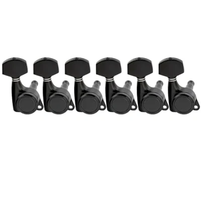 Afbeelding van Musiclily Pro 6 in line Ratio 18:1 Gesloten Gitaar Locking Tuners Stemmechanieken met Zeskant Buttons voor Strat Tele stijl Elektrische Gitaar, Zwart