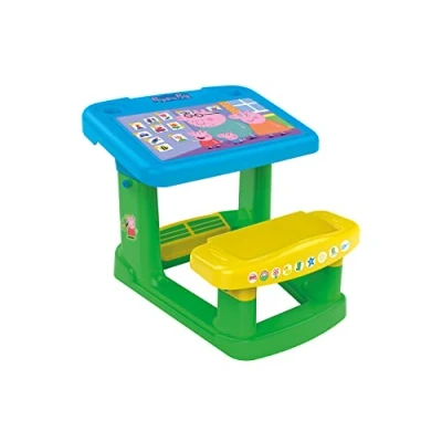 Afbeelding van Chicos Peppa Pig 51059 Mijn eerste bureau, kinderbureau met groot werkblad, bevat schildersjablonen, vanaf 24 maanden, afmetingen 57,5 x 72,5 49 cm