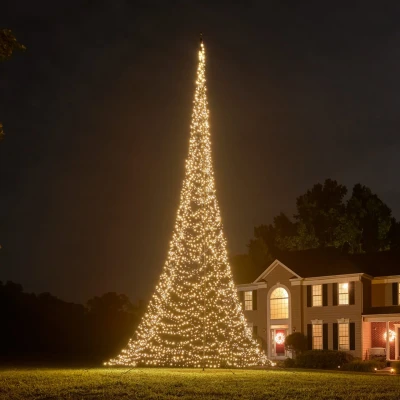 Afbeelding van Fairybell Vlaggenmast Kerstboom 12 meter 4000 LED lampjes Warm wit