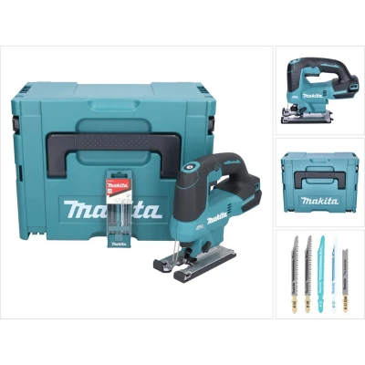 Afbeelding van Makita DJV 184 ZJ accu decoupeerzaag 18 V borstelloos + 5 delige decoupeerzaagbladenset Makpac zonder accu, oplader