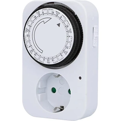 Afbeelding van UNITEC Wekelijkse timer, mechanisch, voor binnenshuis IP20, analoog, wit, 2 uur afstanden instelbaar