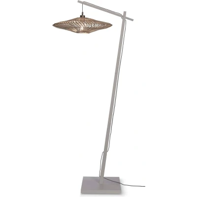 Afbeelding van Good&amp;Mojo Vloerlamp Zanzibar Bamboe Rotan Large Wit 73x55x176cm