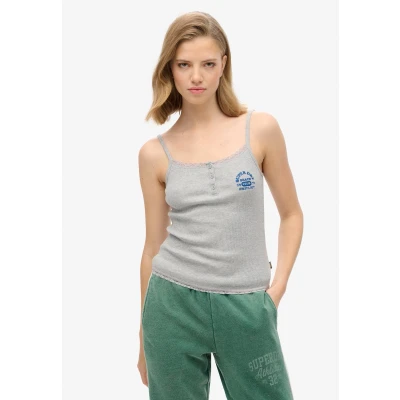 Afbeelding van Superdry Vrouwen Athletic Essentials Button Down Cami Top Grijs Grootte: 6 8