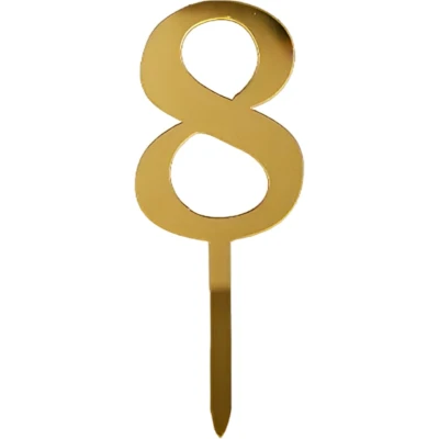 Afbeelding van Cake Topper Cijfer 8 Goud 1 Stuk Taarttopper Taartdecoratie Taartversiering